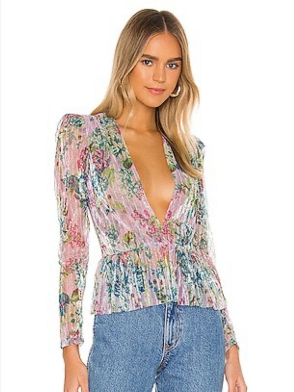Sabina Musayev Samantha Blouse in Pink Floral - Picture 2 of 2